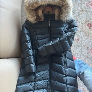 Dawn Levy Black Puffer Coat with Fur Hood